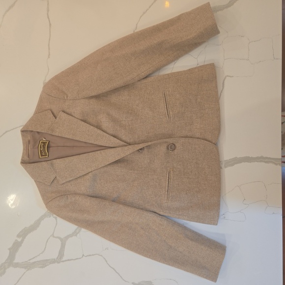 VTG Mairi Macintyre Wool Single Breasted Scottish Brown Tan Blazer Size 12 - Picture 7 of 11